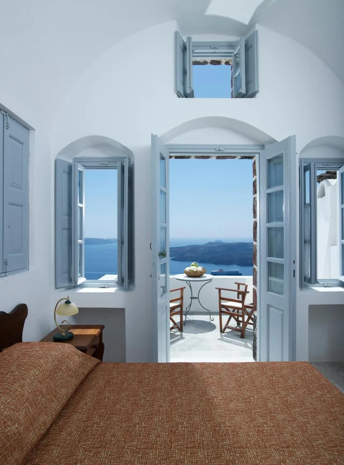 View (from property/room), Bed in Aigialos Luxury Traditional Settlement