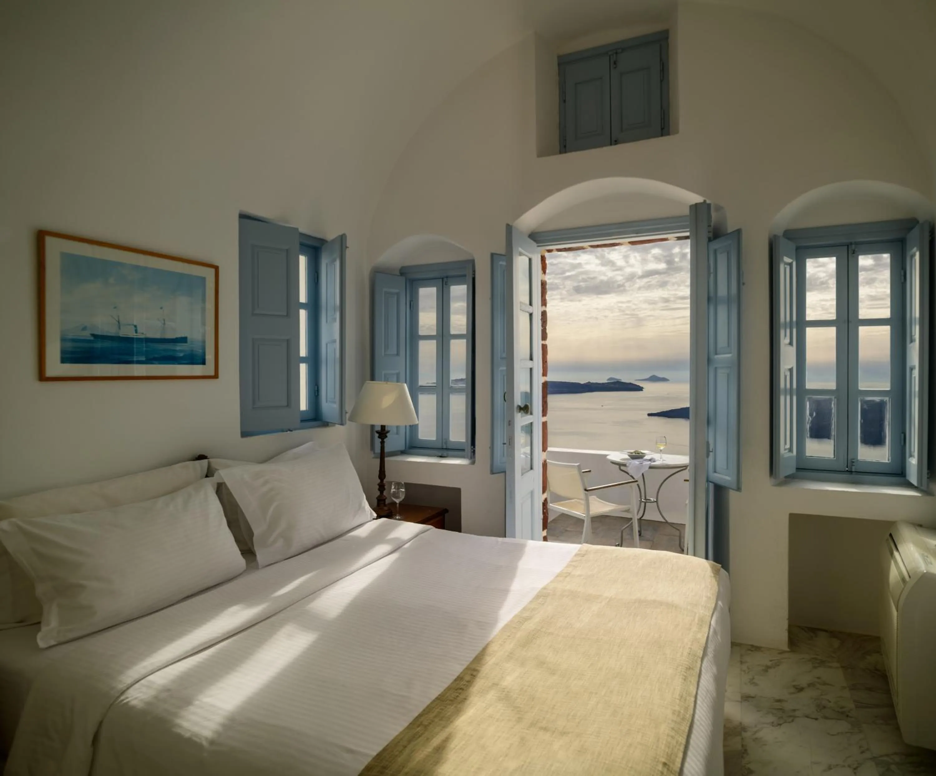 View (from property/room), Bed in Aigialos Luxury Traditional Settlement