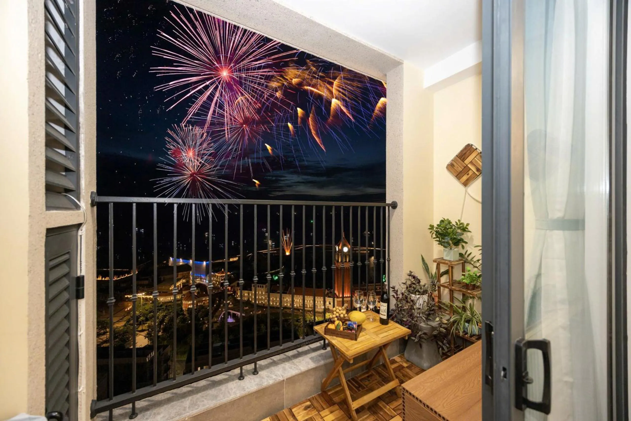 Balcony/Terrace in Elyday Apartment Hillside Phu Quoc - Sea & Firework view