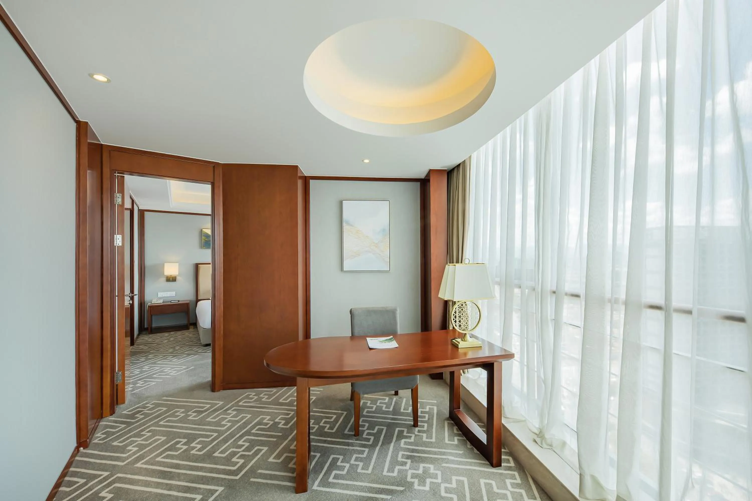 furniture, Bed in Courtyard by Marriott Anji-Beside Zhebei Mall and Jiuzhou Mall,Live in downtown