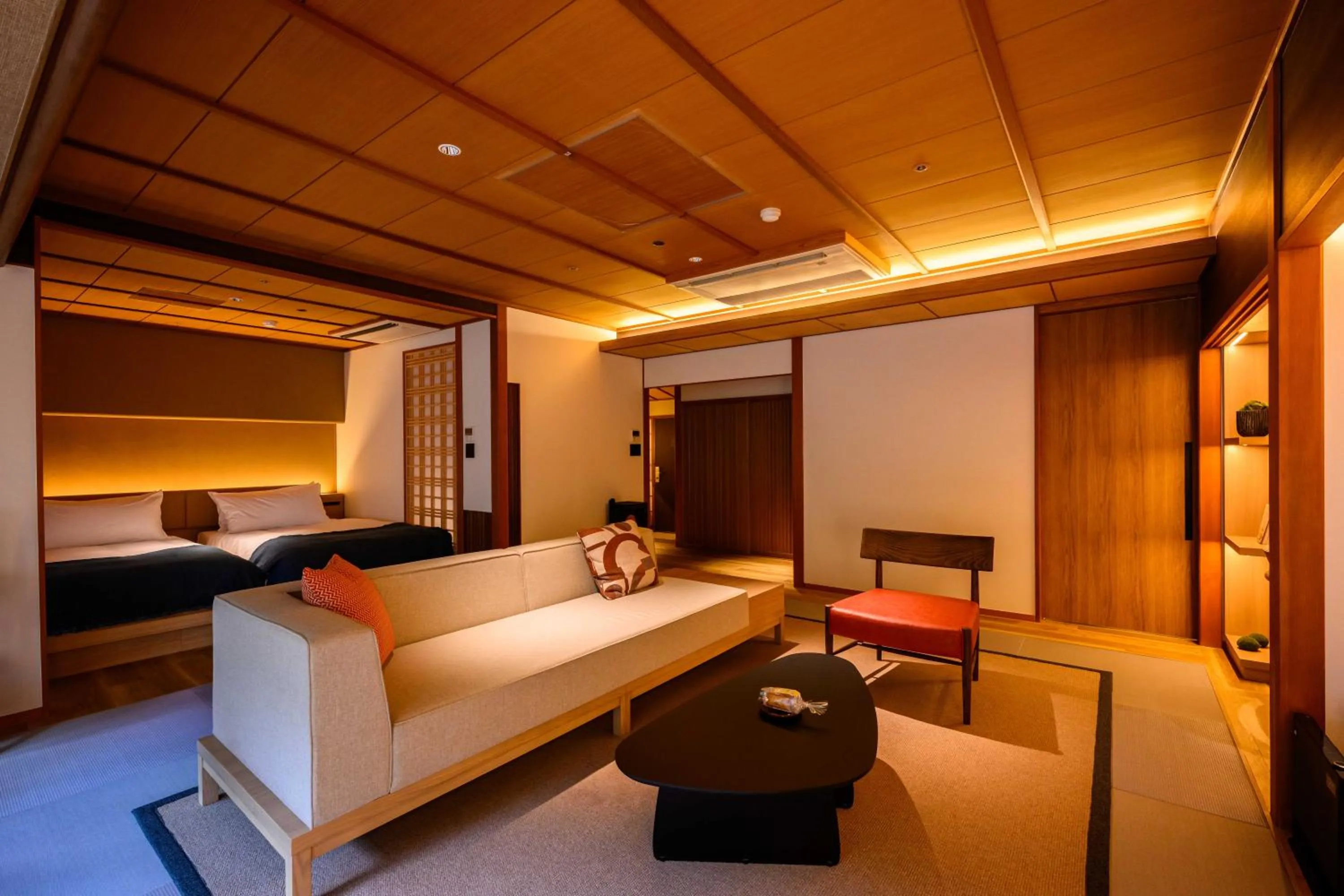 Living room, Bed in Sansuikan Kawayu Midoriya