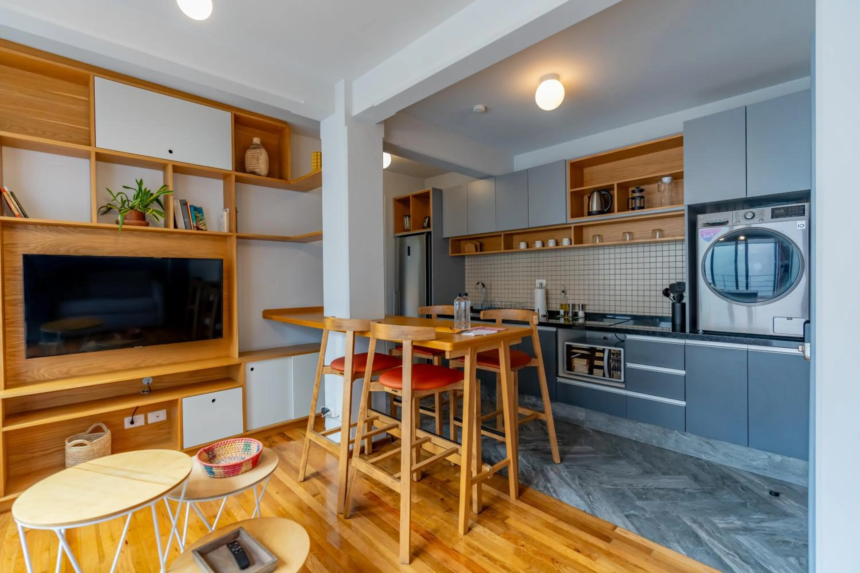 Dining area in La Campechana in the heart of Roma and Condesa