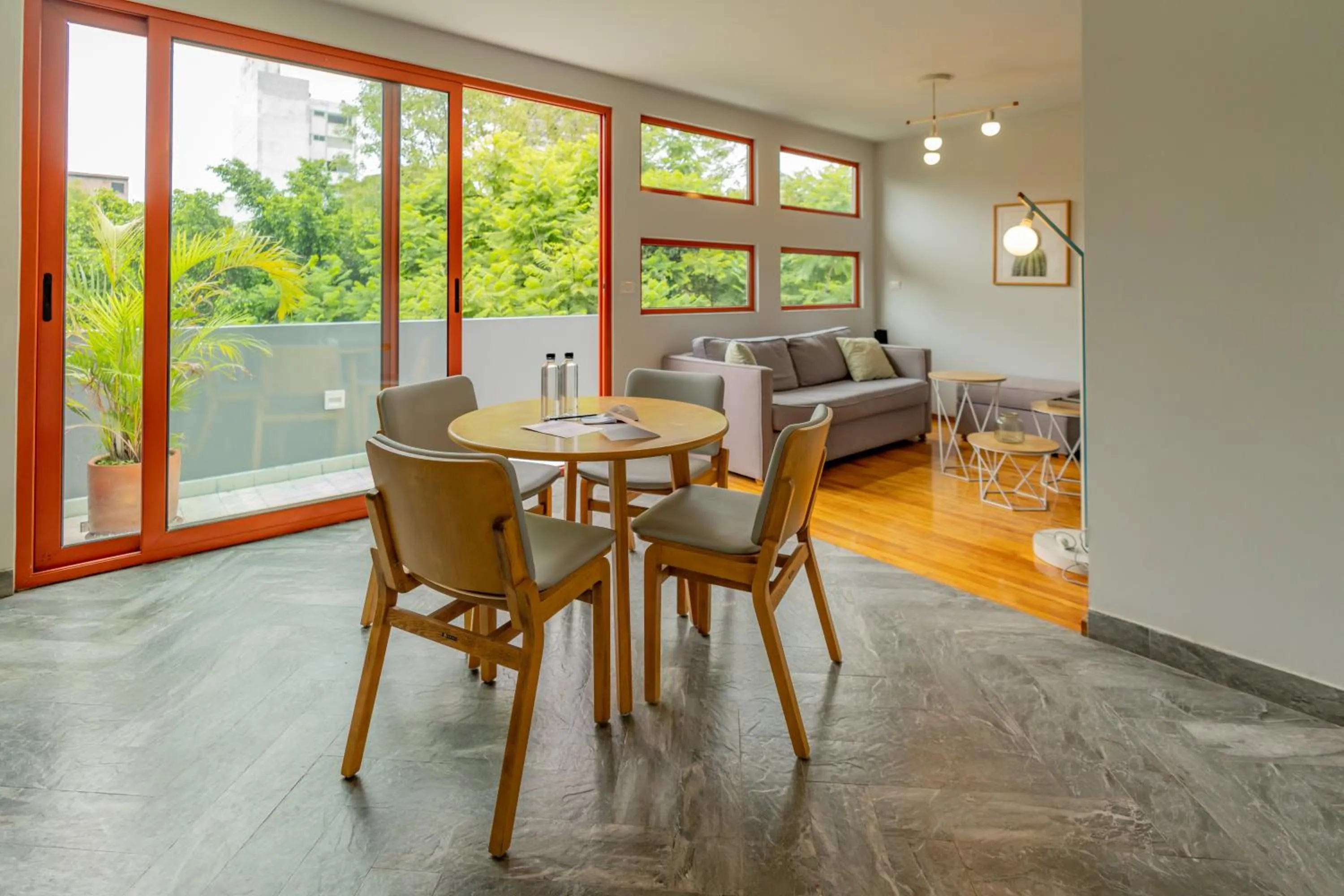 Dining area in La Campechana in the heart of Roma and Condesa