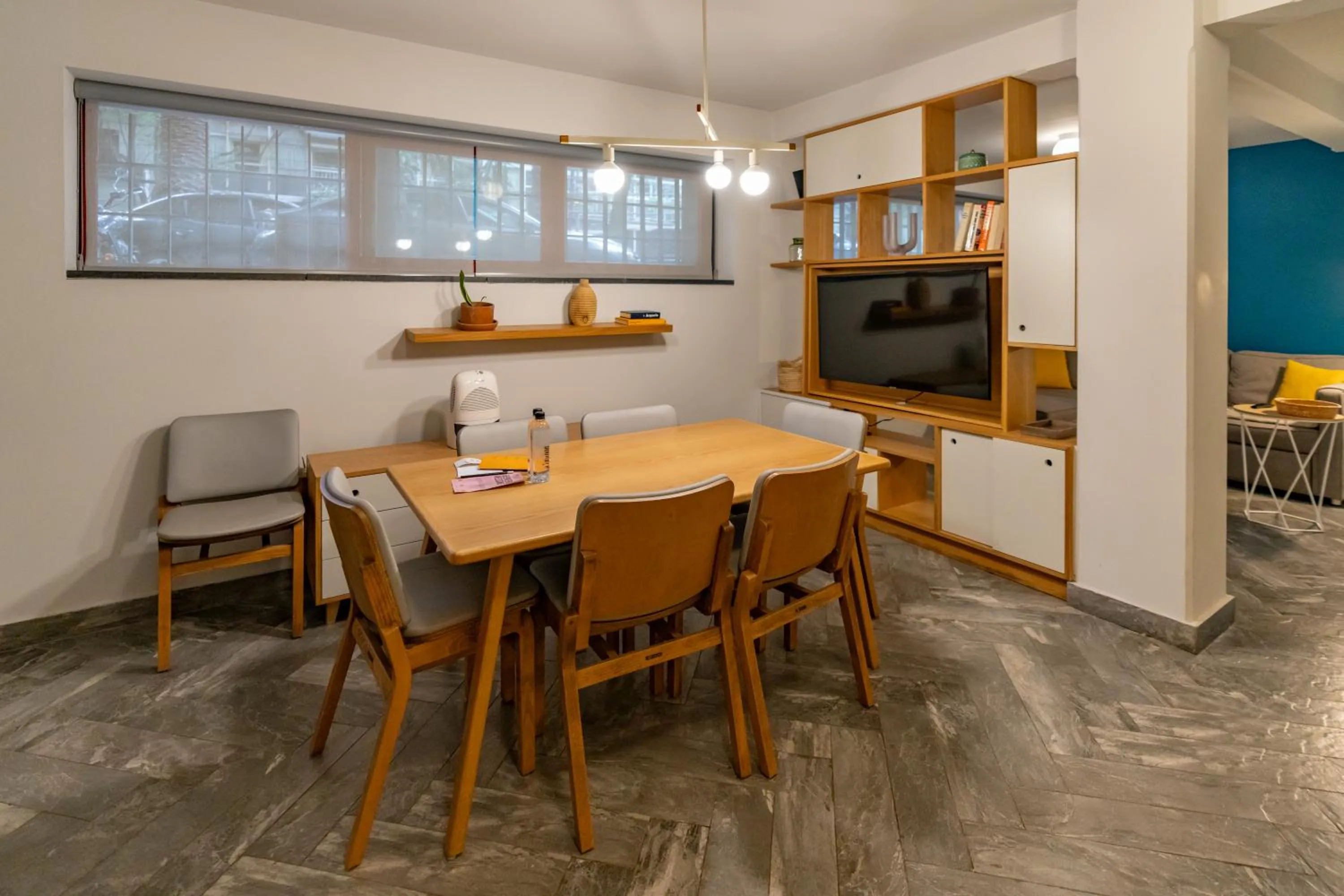 Dining area in La Campechana in the heart of Roma and Condesa