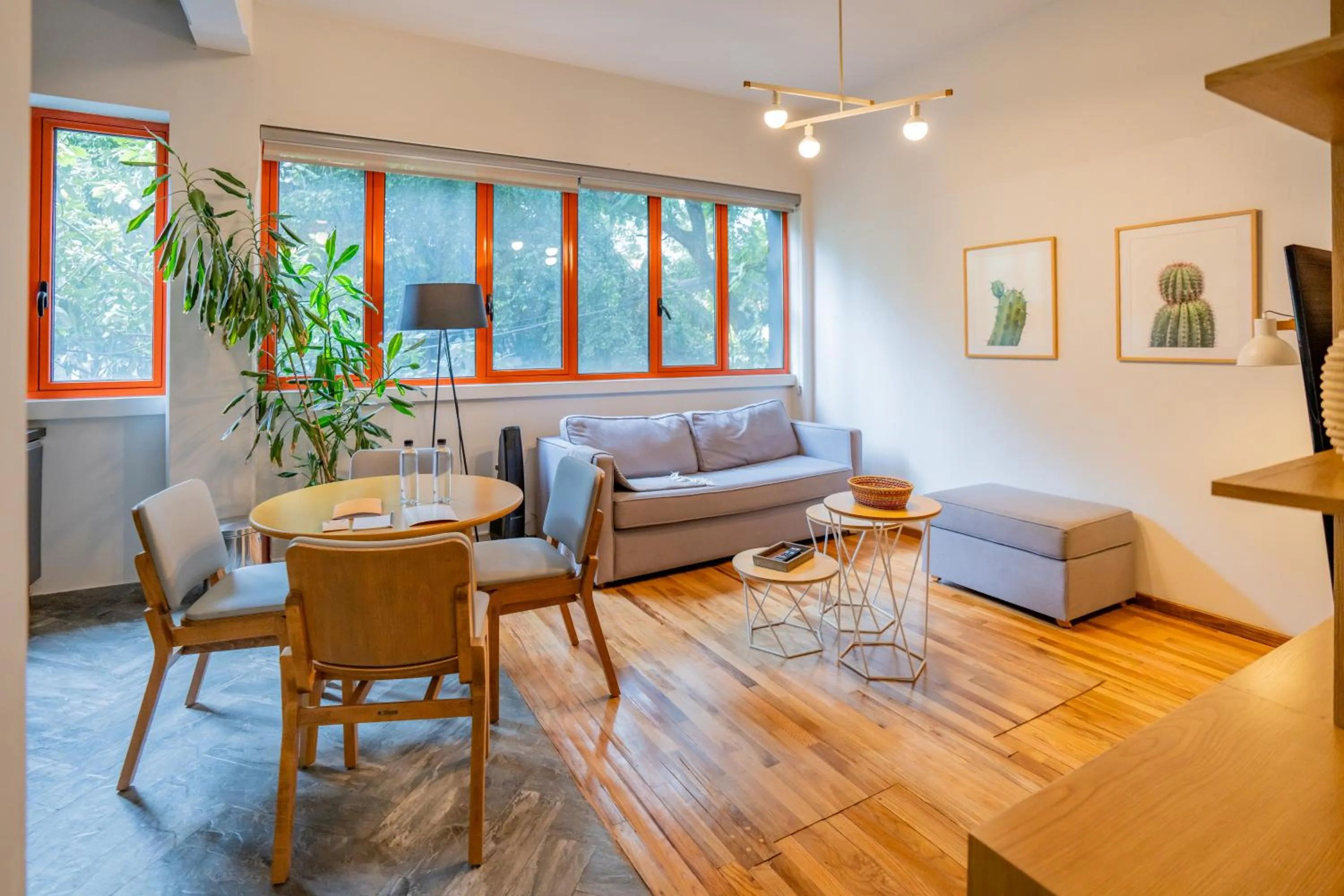 Seating area in La Campechana in the heart of Roma and Condesa