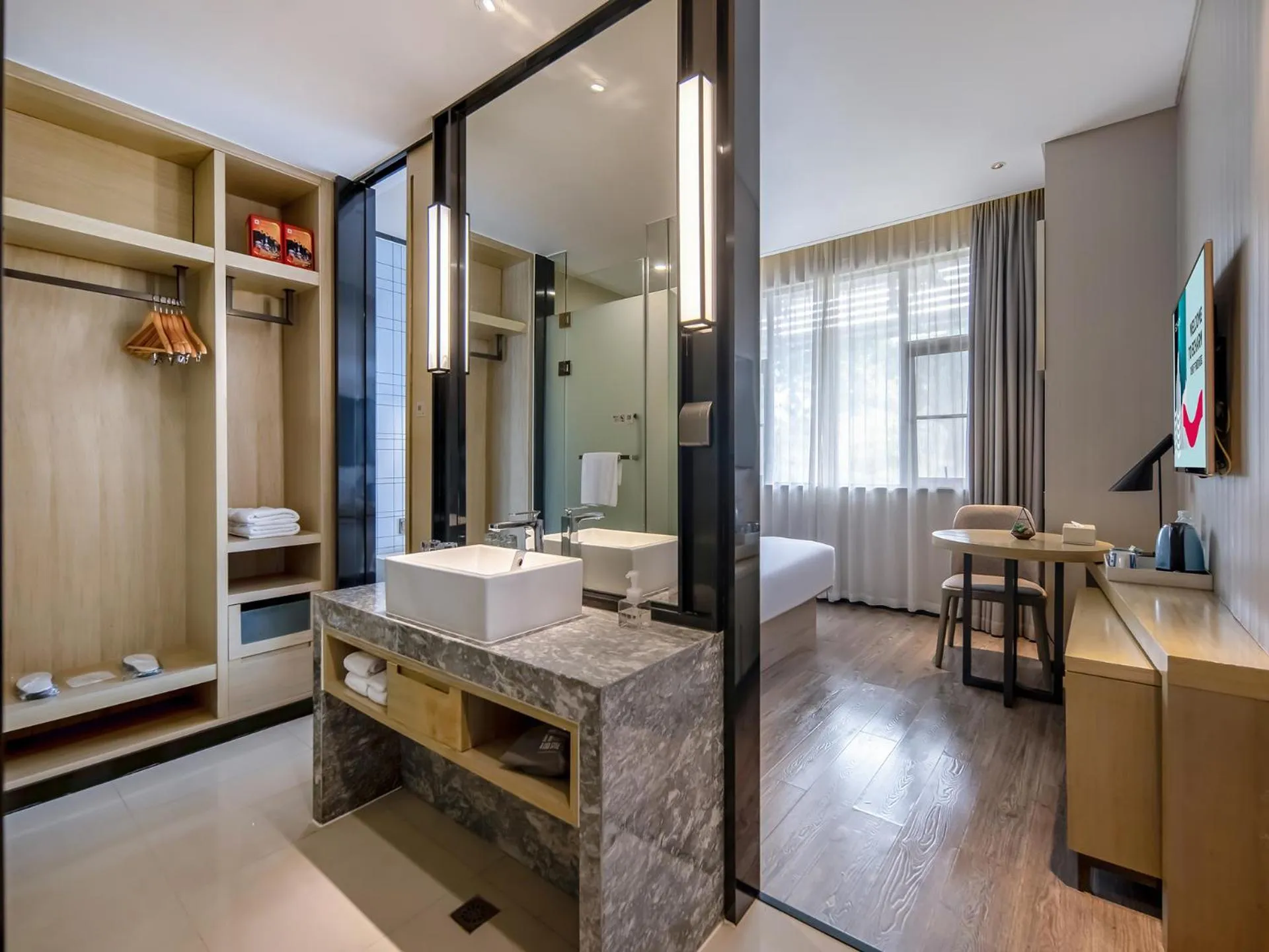 Coffee/tea facilities, Bed in Echarm Hotel Nanning the MixC Exhibition Center Metro Station