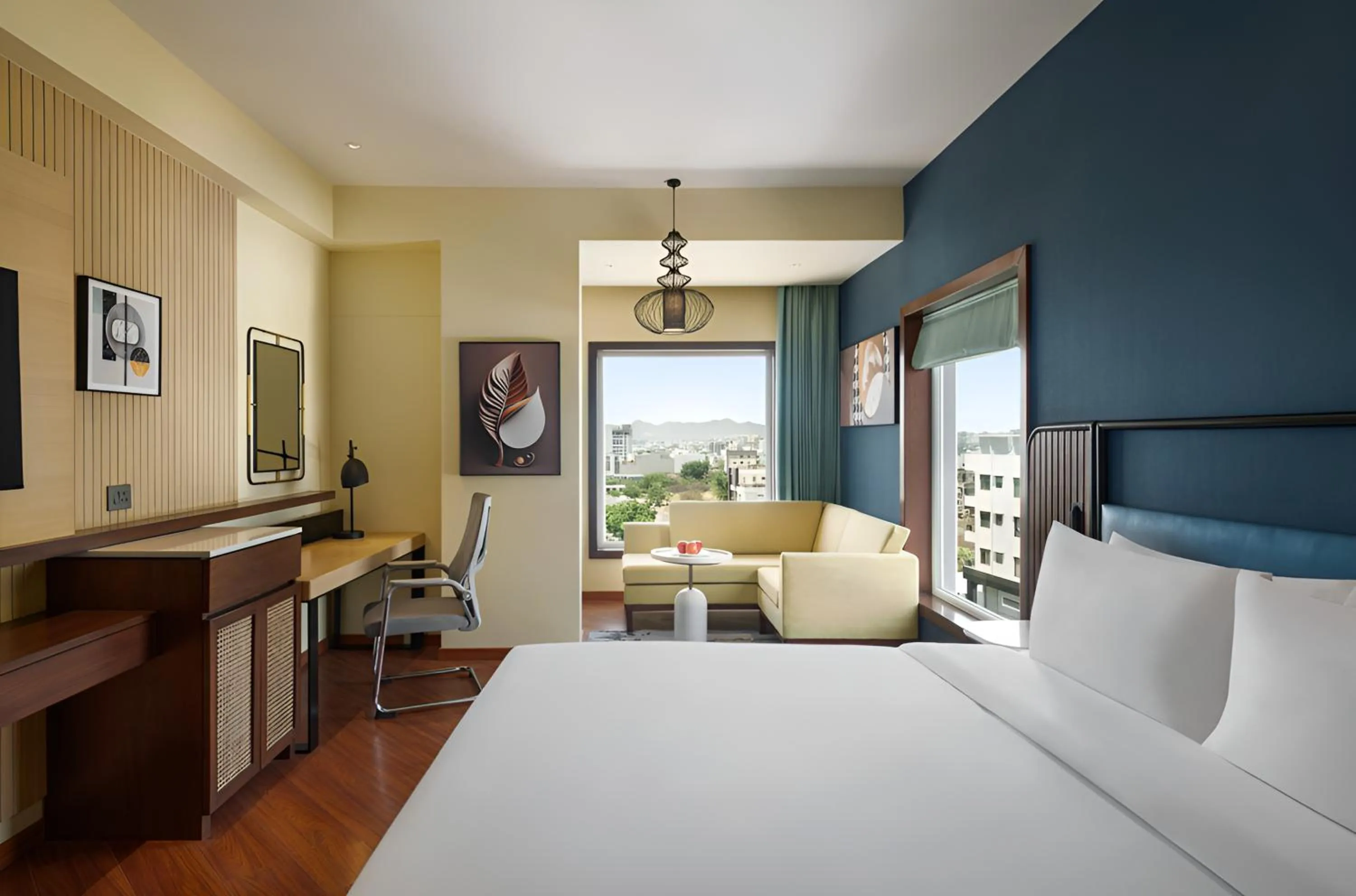 Bedroom, Bed in Ramada Encore by Wyndham Udaipur Roopnagar