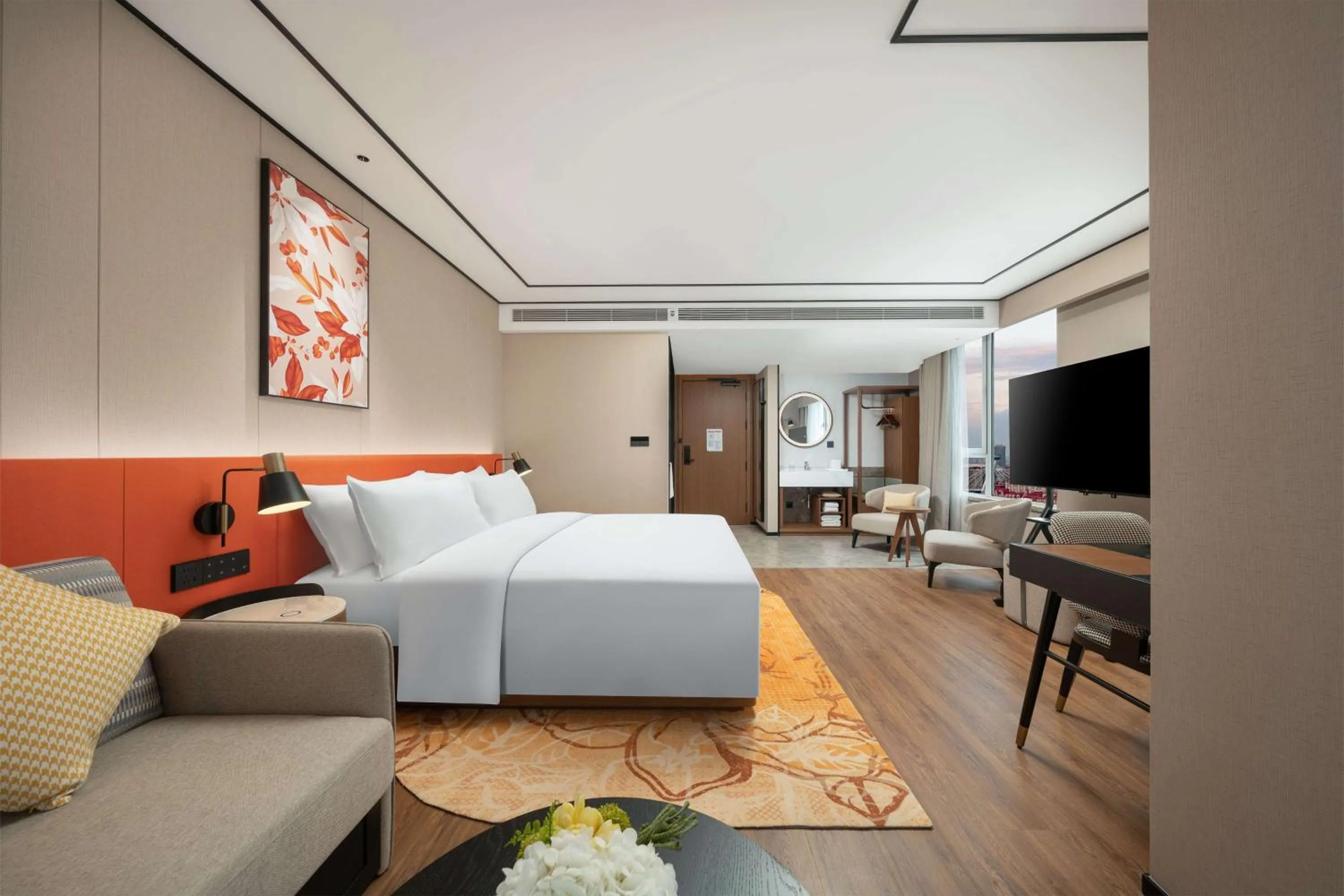 Living room, Bed in Hilton Garden Inn Tianjin Railway Station