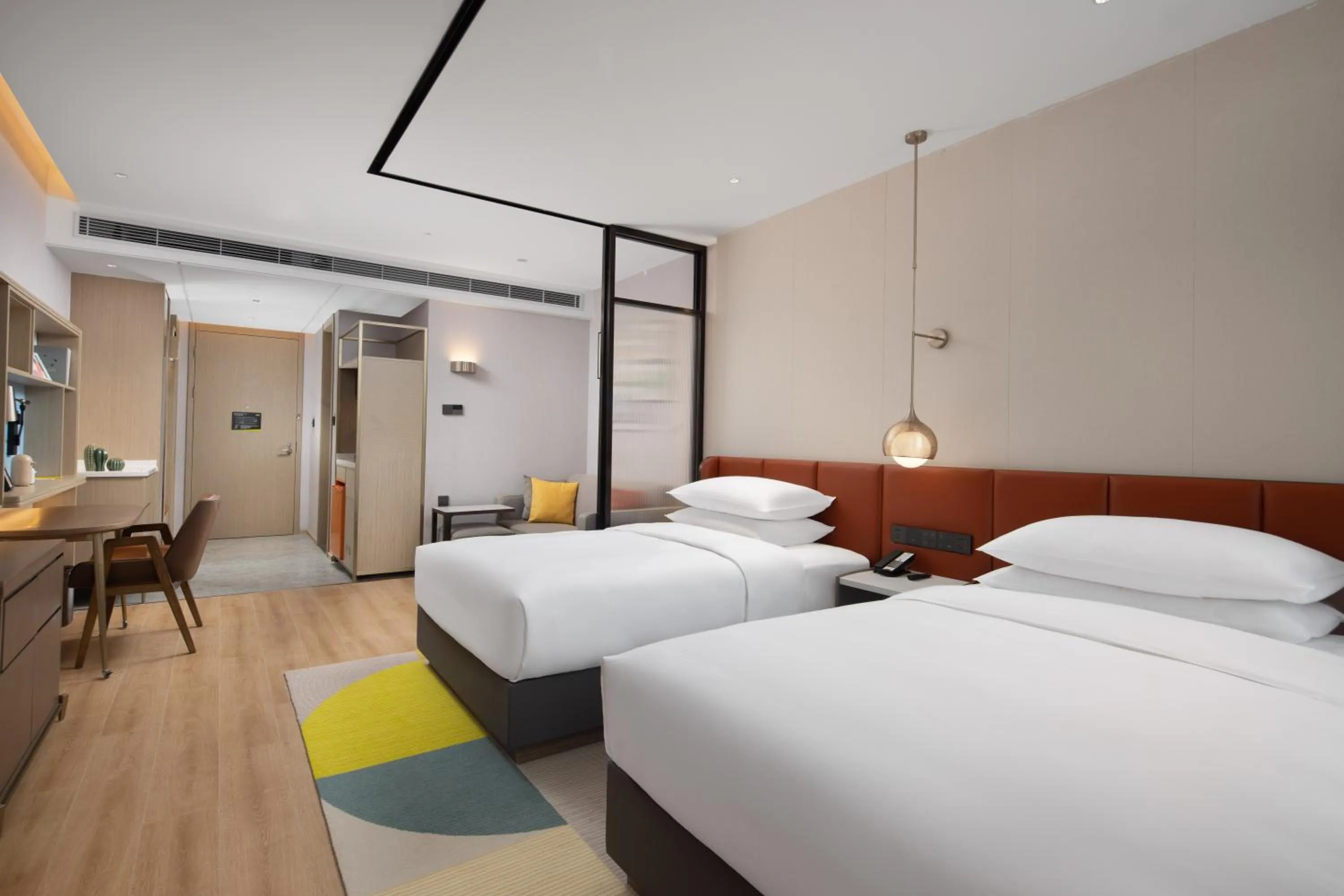 Photo of the whole room, Bed in Home2 Suite by Hilton Hangzhou Qianjiang New Town