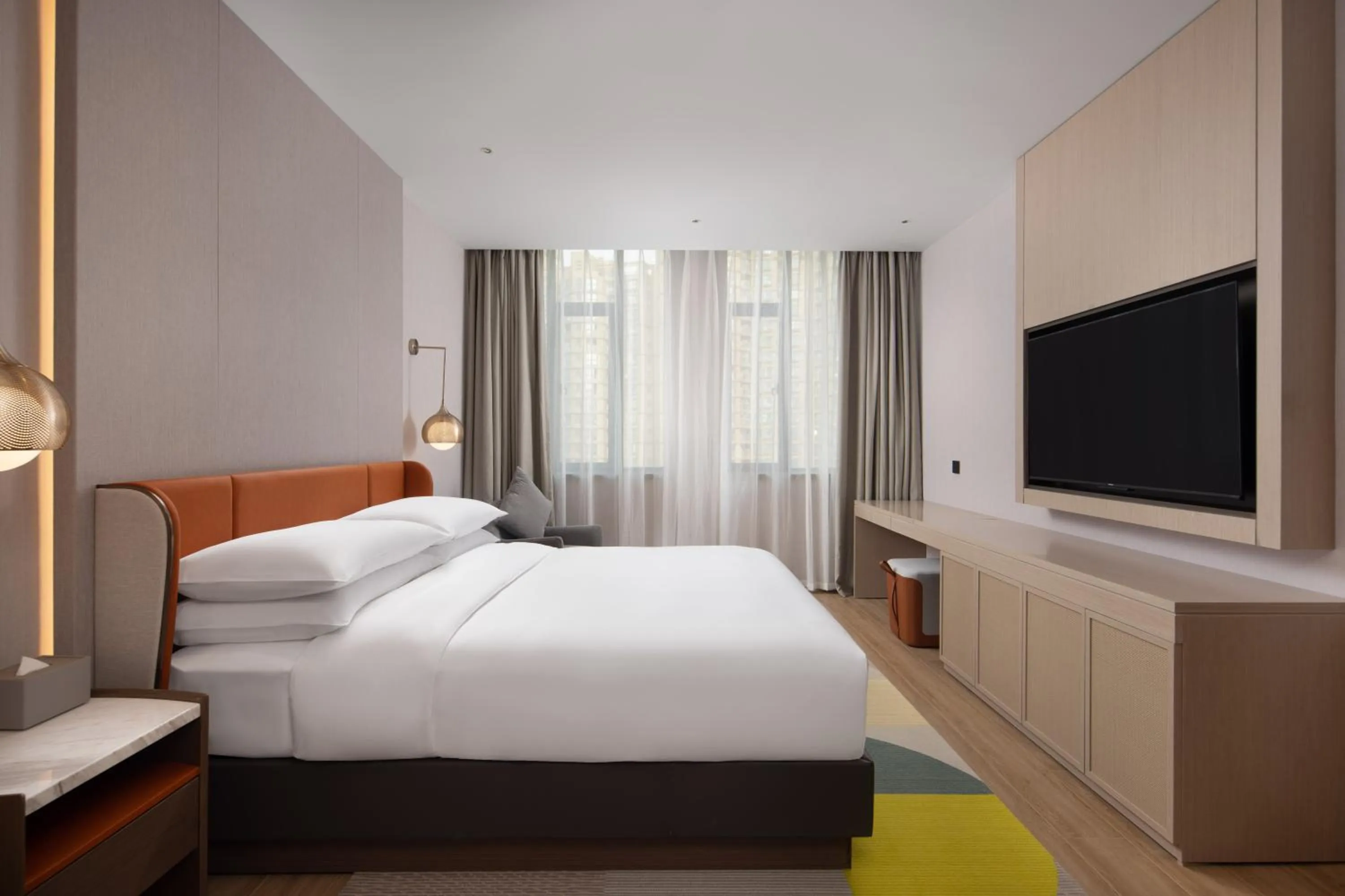 Bed in Home2 Suite by Hilton Hangzhou Qianjiang New Town