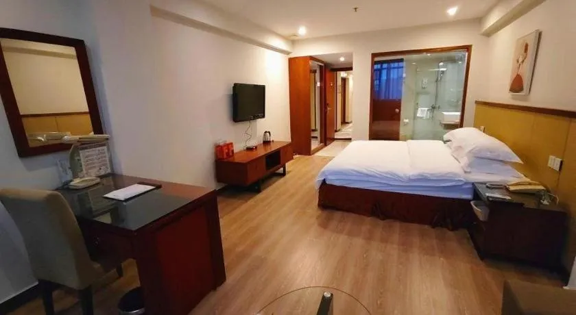 Bed in GreenTree Inn Shenzhen Kengzi Town Express Hotel