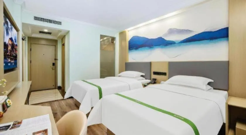 Bed in GreenTree Inn Puyang Ruifengyuan Business Hotel