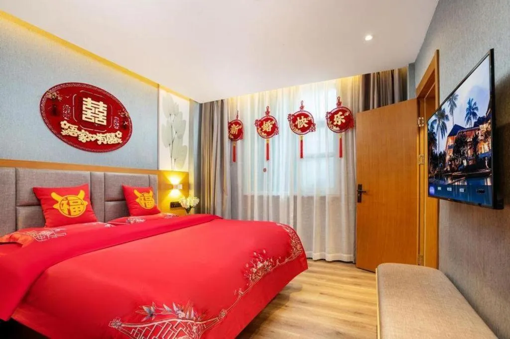 Bed in GreenTree Inn Puyang Ruifengyuan Business Hotel