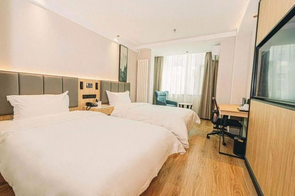 Bed in GreenTree Inn Beijing Capital Airport New International Exhibition Center Express Hotel