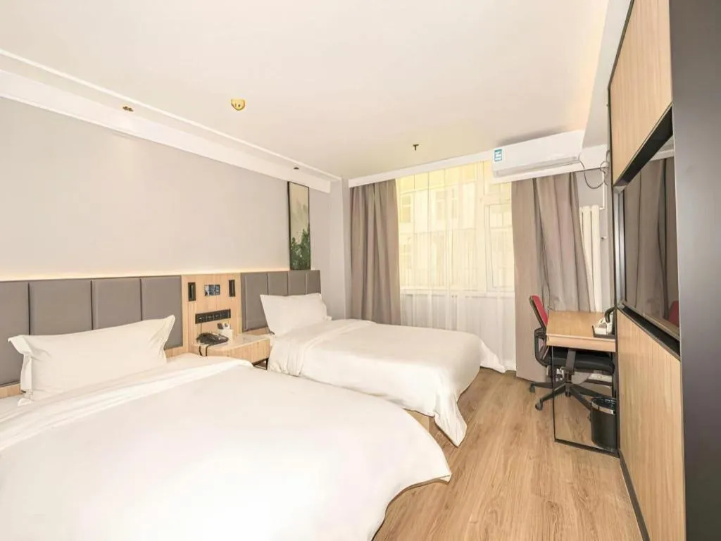 Bed in GreenTree Inn Beijing Capital Airport New International Exhibition Center Express Hotel