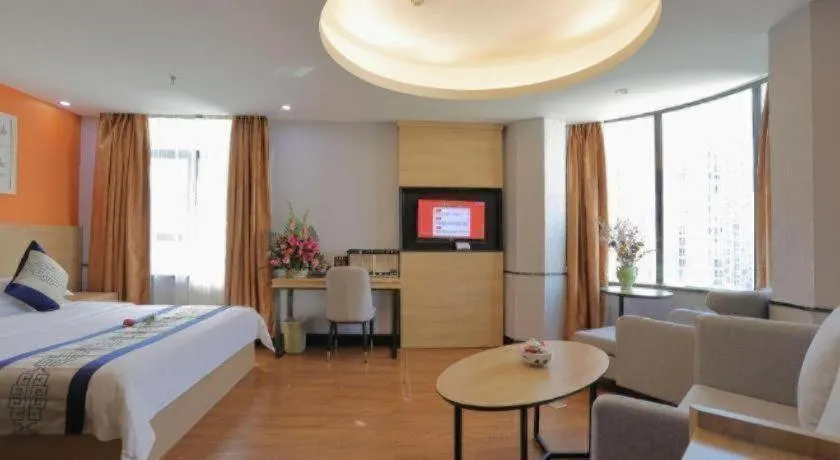 Bed in GreenTree Inn Jieyang North Linjiang Road Express Hotel