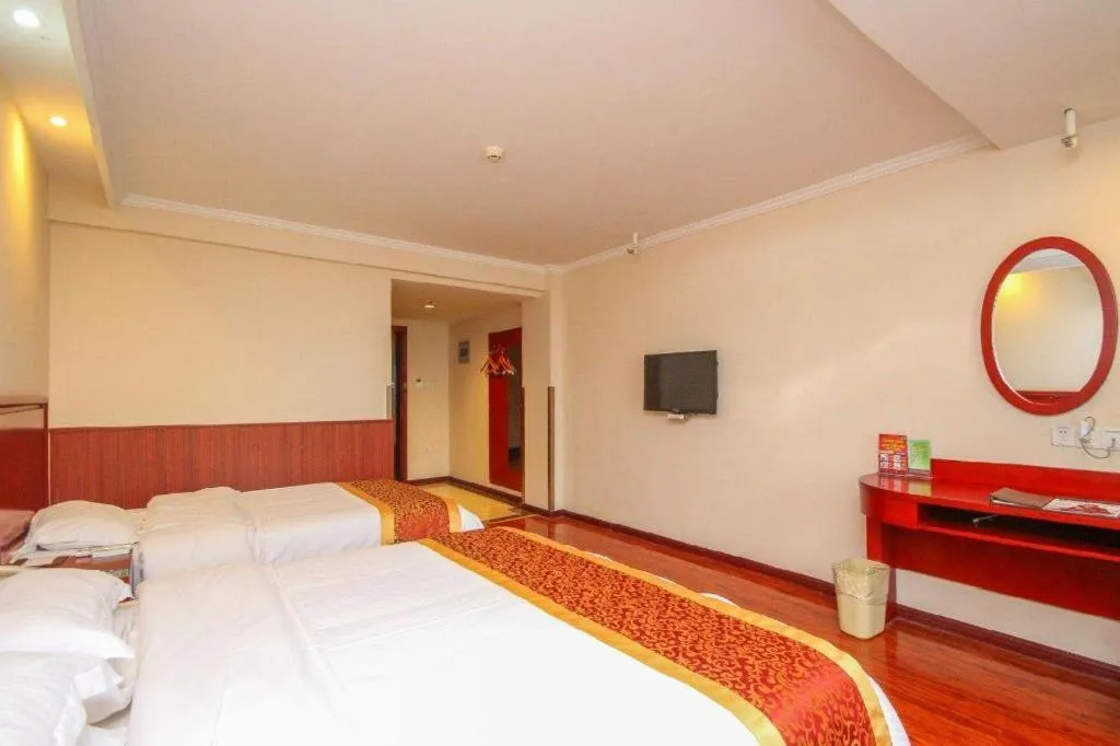 Bed in GreenTree Inn Lianyungang Guanyun Bus Station Zhenxing Garden Express Hotel