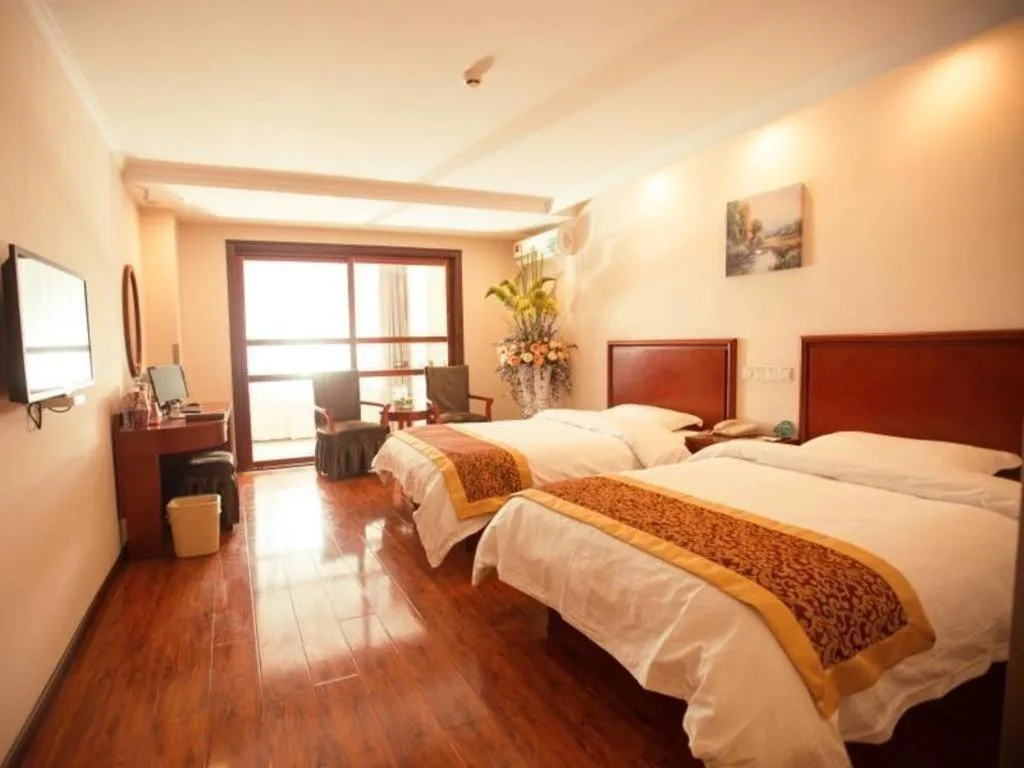 Bed in GreenTree Inn Lianyungang Guanyun Bus Station Zhenxing Garden Express Hotel