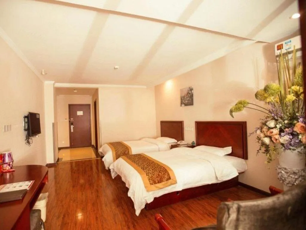 Bed in GreenTree Inn Lianyungang Guanyun Bus Station Zhenxing Garden Express Hotel