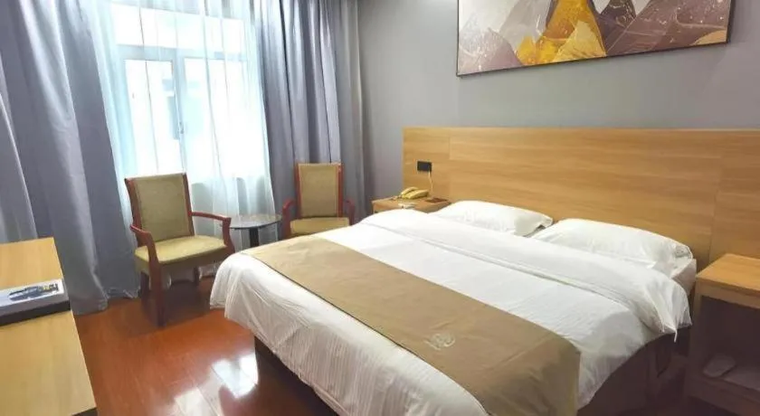 Bed in GreenTree Inn Chongqing Longhu Times Tianjie Xietaizi Metro Station