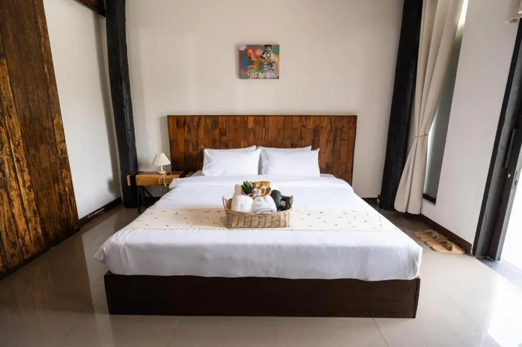 Bed in croissant hotel and cafe