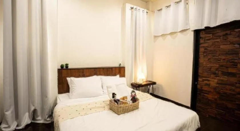 Bed in croissant hotel and cafe