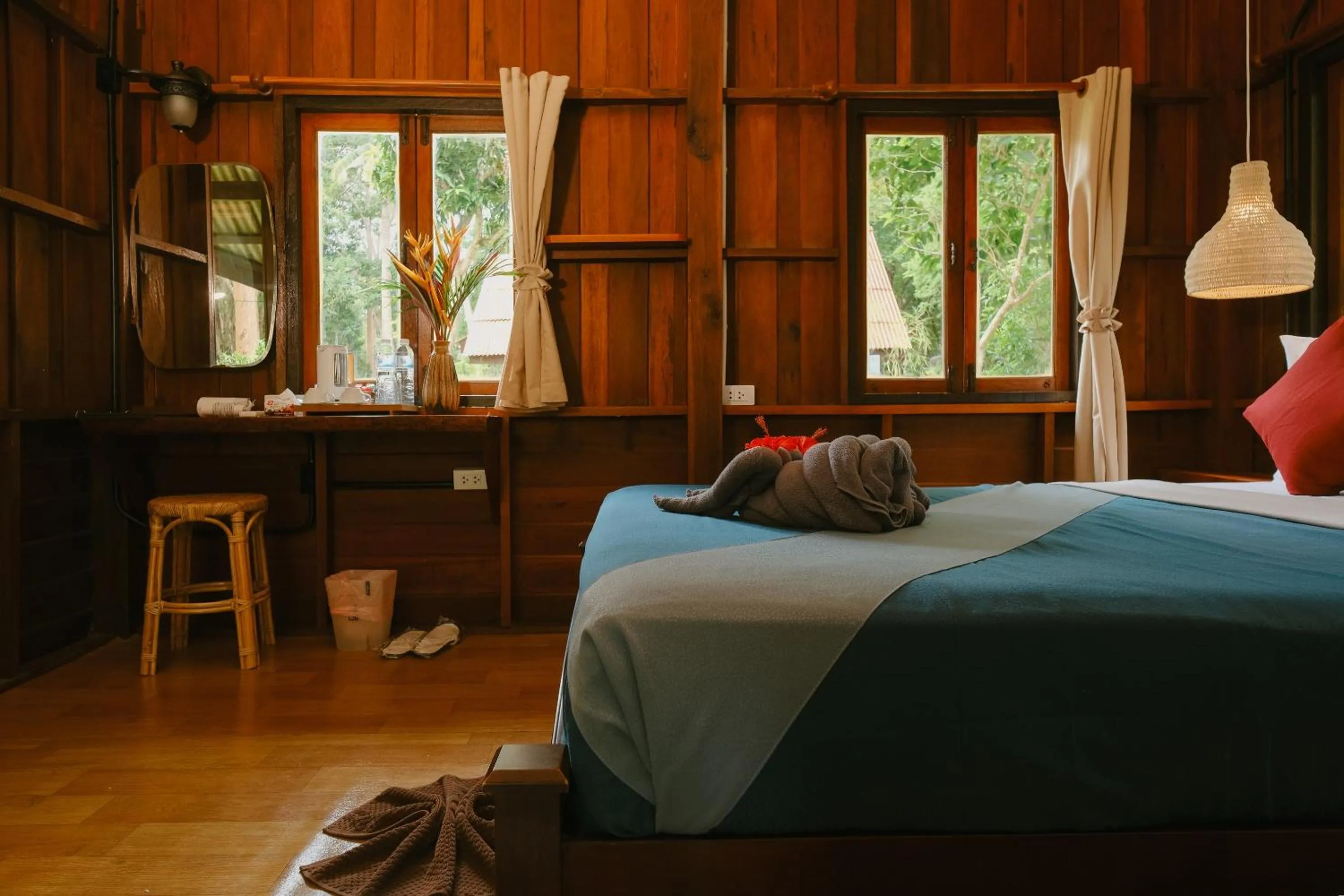 Bed in JOY Bungalow Resort and Restaurant