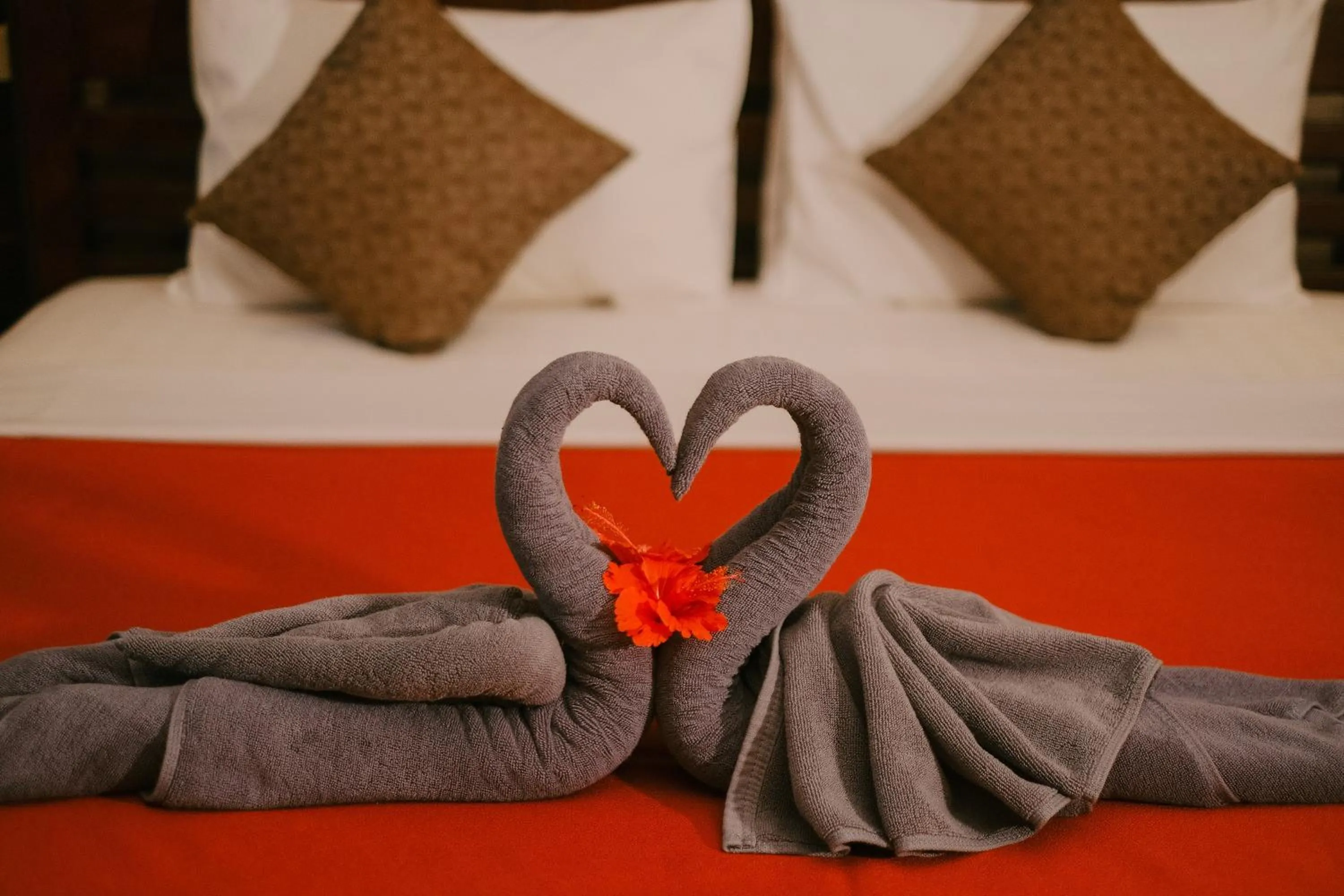 Bed in JOY Bungalow Resort and Restaurant