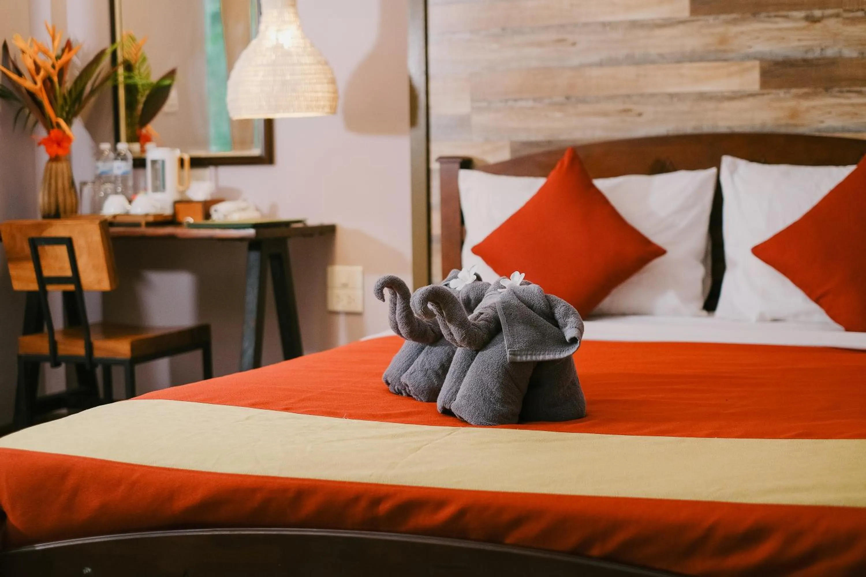 Bed in JOY Bungalow Resort and Restaurant