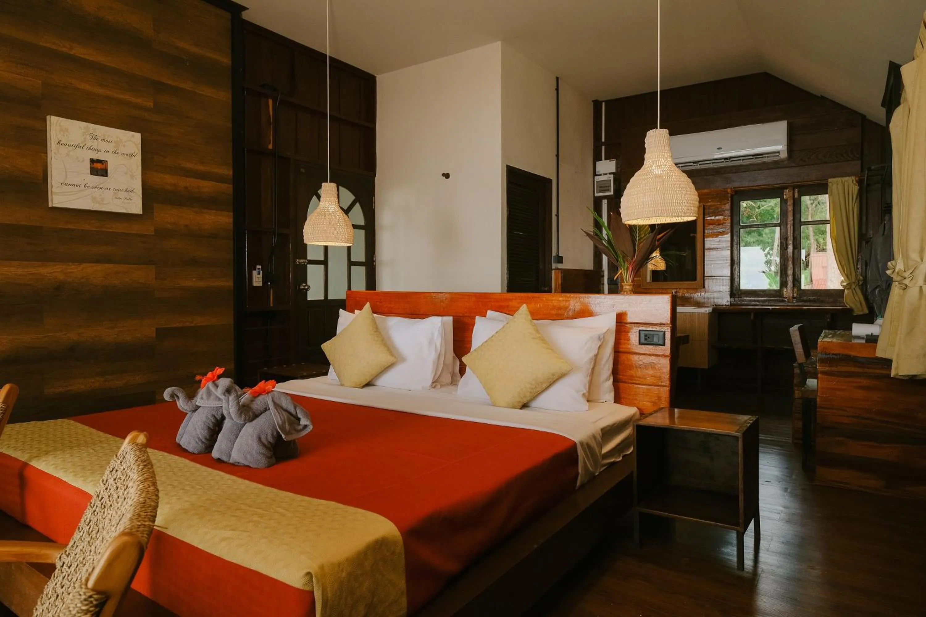 Bed in JOY Bungalow Resort and Restaurant