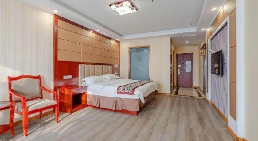 Bed in GreenTree Inn Chuzhou City Quanjiao County High-Speed Italy Trade City Business Hotel