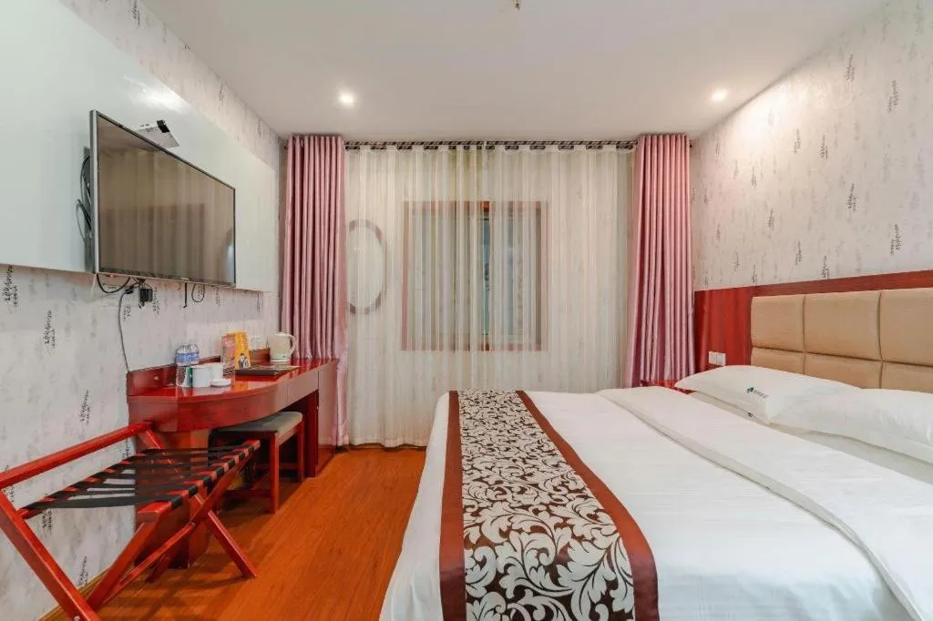 Bed in GreenTree Inn Chuzhou City Quanjiao County High-Speed Italy Trade City Business Hotel