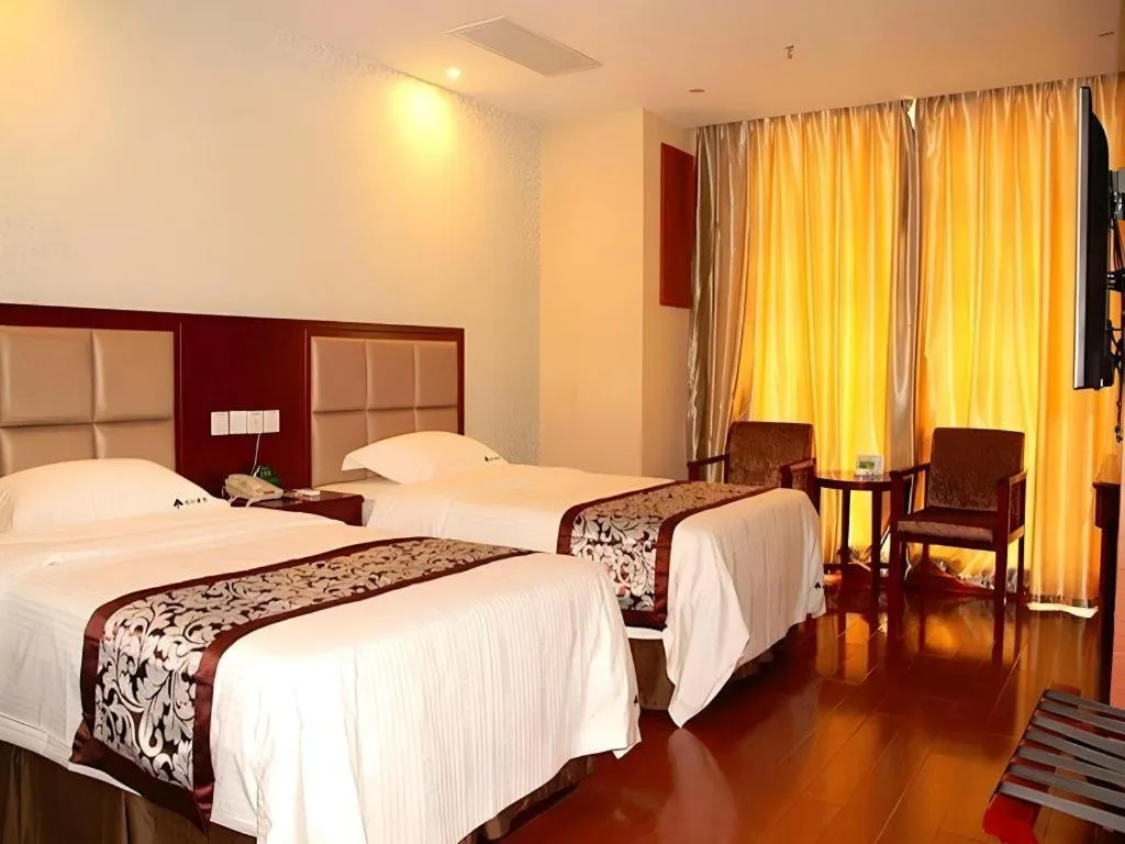 Bed in GreenTree Inn Chuzhou City Quanjiao County High-Speed Italy Trade City Business Hotel