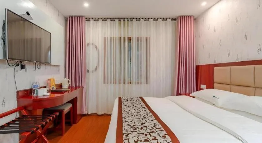 Bed in GreenTree Inn Chuzhou City Quanjiao County High-Speed Italy Trade City Business Hotel