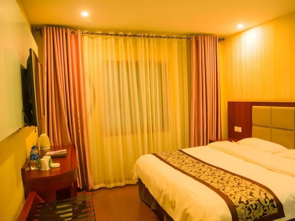 Bed in GreenTree Inn Chuzhou City Quanjiao County High-Speed Italy Trade City Business Hotel
