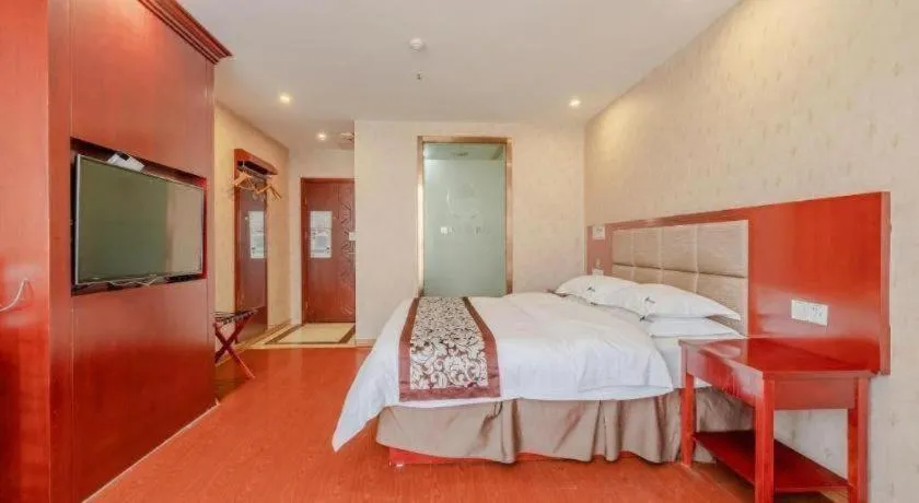 Bed in GreenTree Inn Chuzhou City Quanjiao County High-Speed Italy Trade City Business Hotel