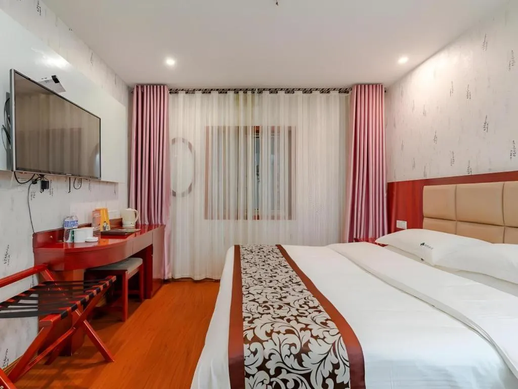 Bed in GreenTree Inn Chuzhou City Quanjiao County High-Speed Italy Trade City Business Hotel