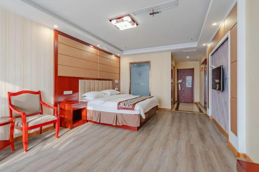 Bed in GreenTree Inn Chuzhou City Quanjiao County High-Speed Italy Trade City Business Hotel