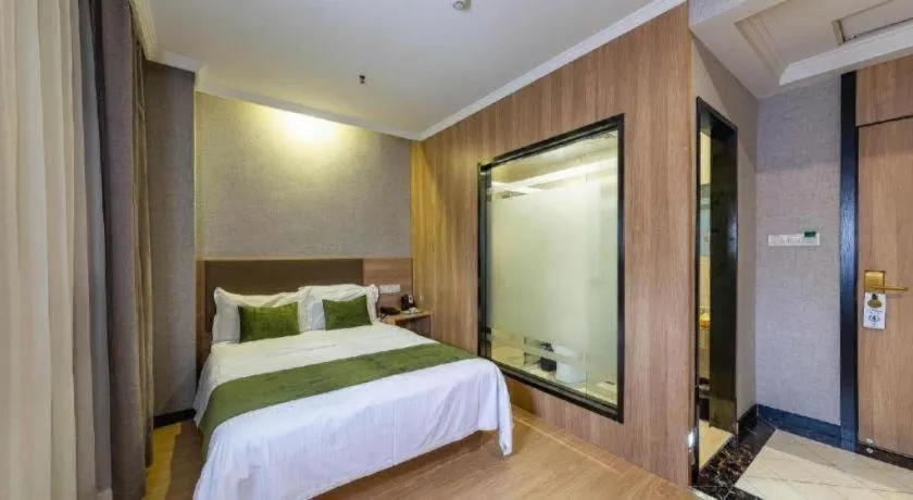 Bed in GreenTree Inn Jiangsu Suzhou Kunshan Beimen Road Express Hotel