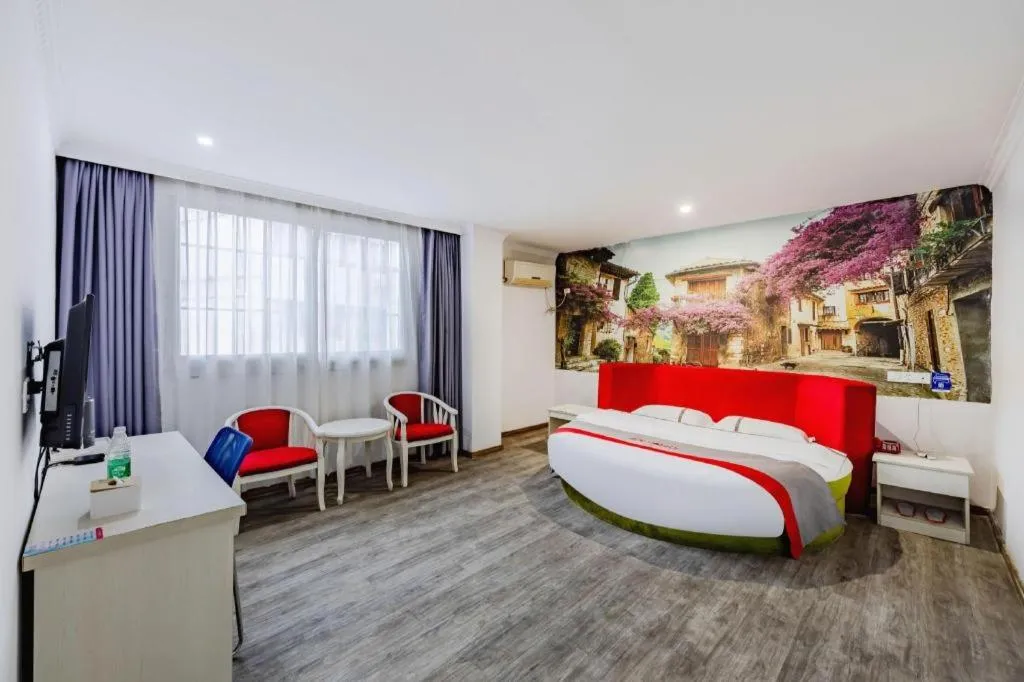 Bed in JUNYI Hotel Jiangxi Xinyu Baoshi Park