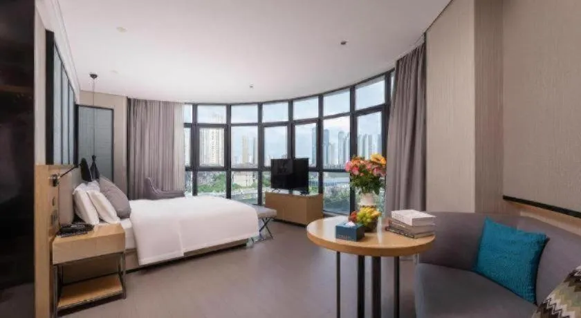 Bed in Echarm Hotel Wuxi Zhongnan Road Ancient Canal