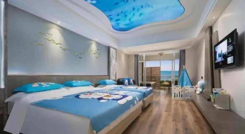 Bed in HuangMa holiday yacht view sea resort hotel