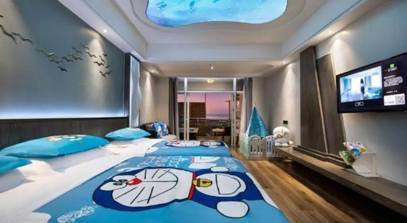 Bed in HuangMa holiday yacht view sea resort hotel