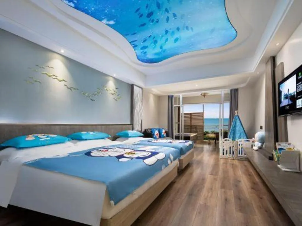 Bed in HuangMa holiday yacht view sea resort hotel
