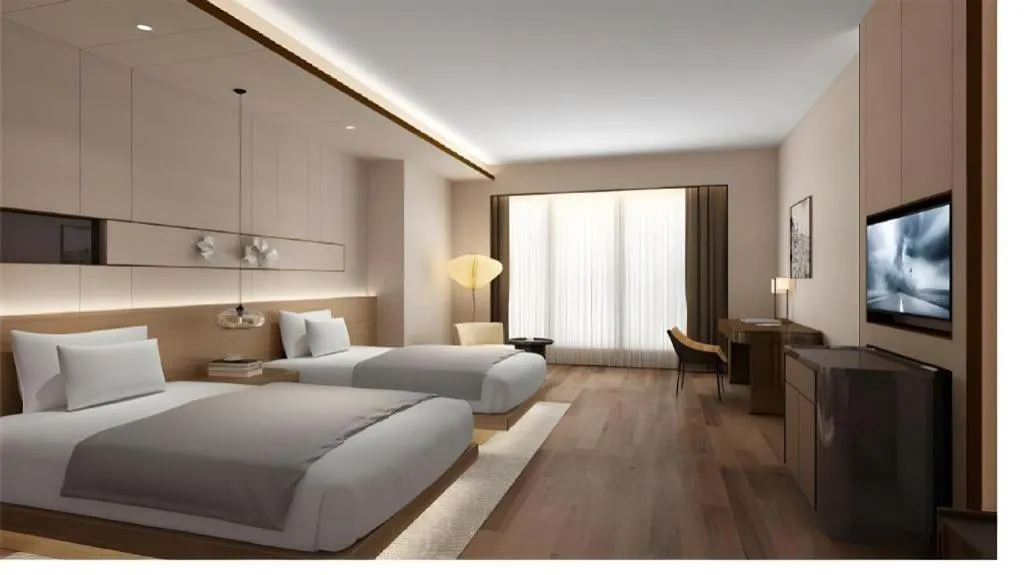 Bed in Metropolo Hotel YunNan Shangri-la Karma Dan Songzanlin Temple