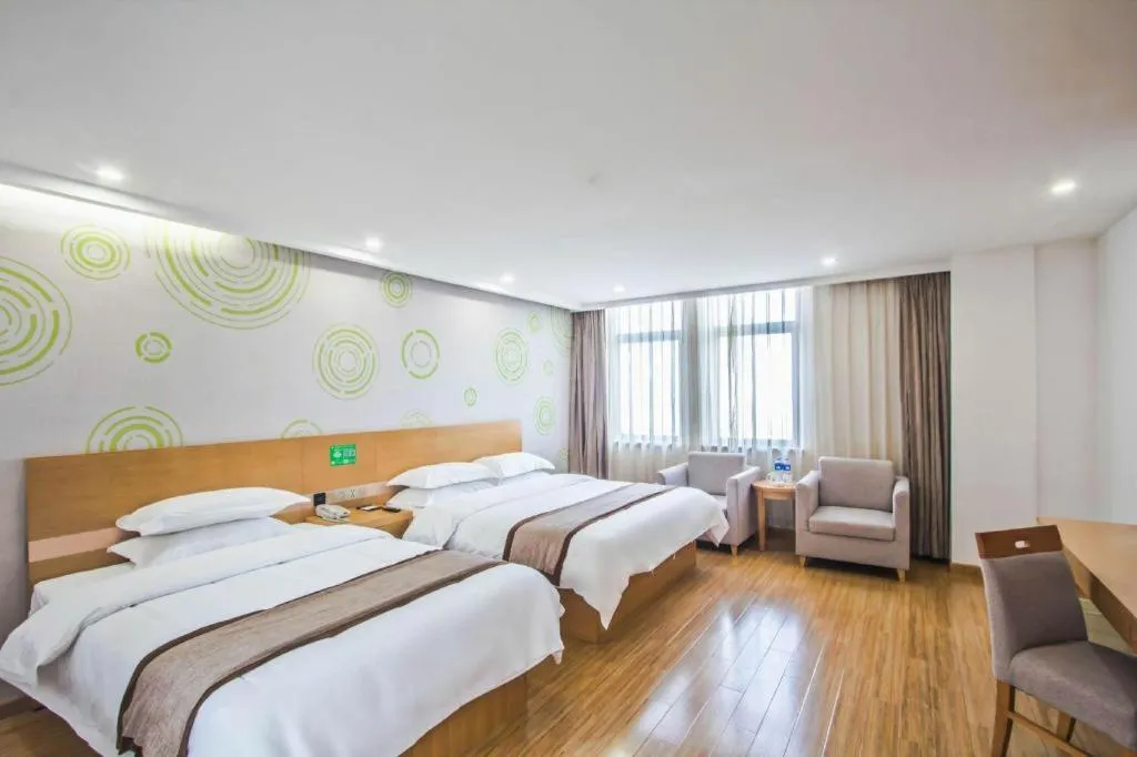 Bed in GreenTree Inn Tongxiang Chongfuzhen World Fur Center Branch