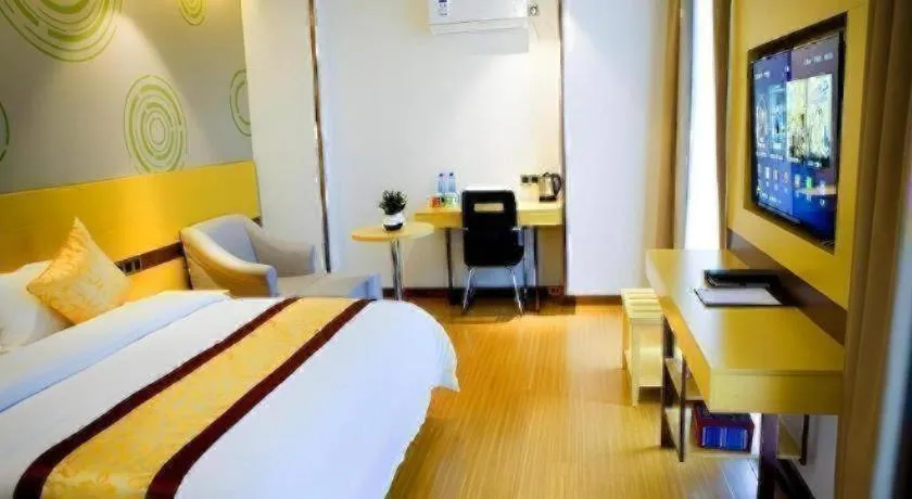 Bed in GreenTree Inn Huanggang City Wuxue City Kanjiang Avenue