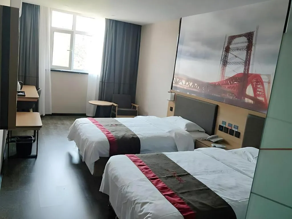 Bed in Thank Inn Hotel Hebei Hengshui Development Zone Baoyun Street Hengbai
