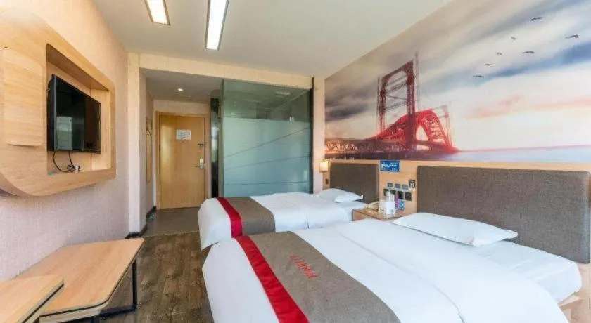 Bed in Thank Inn Hotel Hebei Hengshui Development Zone Baoyun Street Hengbai