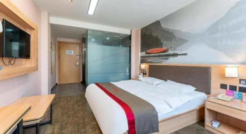 Bed in Thank Inn Hotel Hebei Hengshui Development Zone Baoyun Street Hengbai